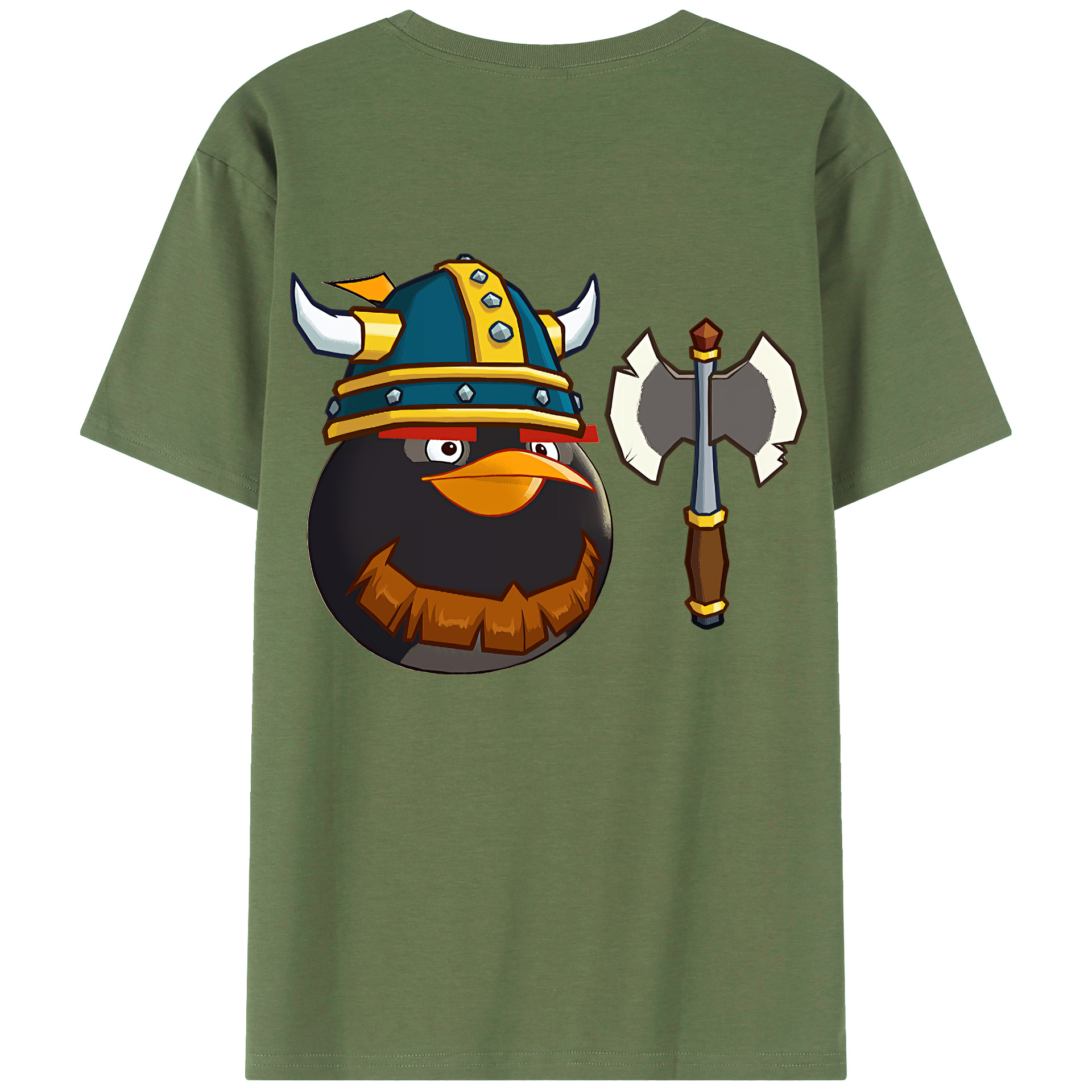 （画像用） Angry Birds アングリーバード 綿100％ メンズ半袖Tシャツ（バックプリント） 通気性